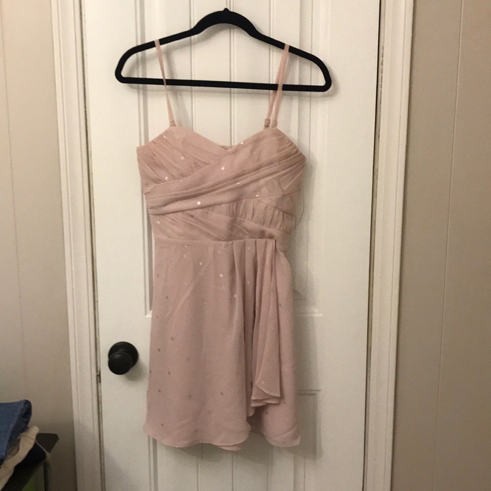Size 6 Express baby pink flowy silky chiffon dress
